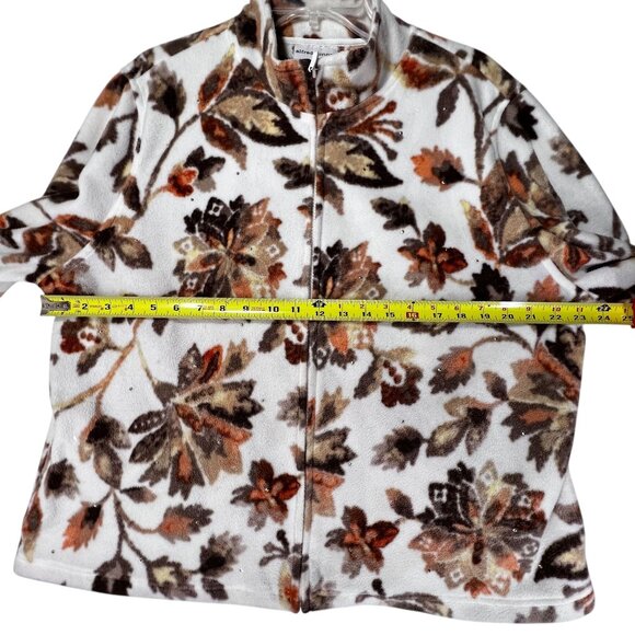 Alfred Dunner Floral Full Zip Fleece Jacket Rhinestone Sparkles PXL Leaves Fall - Picture 11 of 12